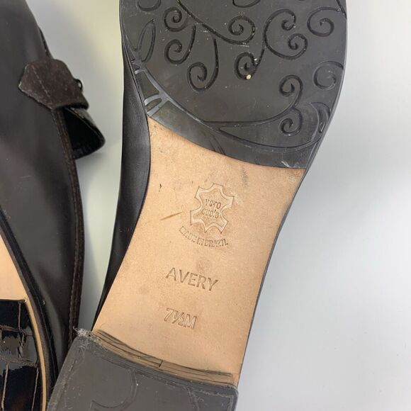 Brighton Avery Heel Mule Brown Croc Leather Slip On Medallion Round Womens 7.5 - Picture 14 of 14